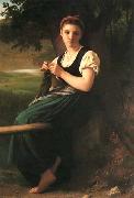 William-Adolphe Bouguereau The Knitting Girl oil painting reproduction